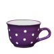 Cappuccino-teás csésze 2,5 dl, sötétlila-fehér pöttyös